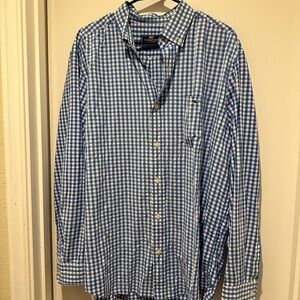 Vineyard Vines Men’s Blue & White Checkered Long Sleeve Classic Fit Tucker Shirt
